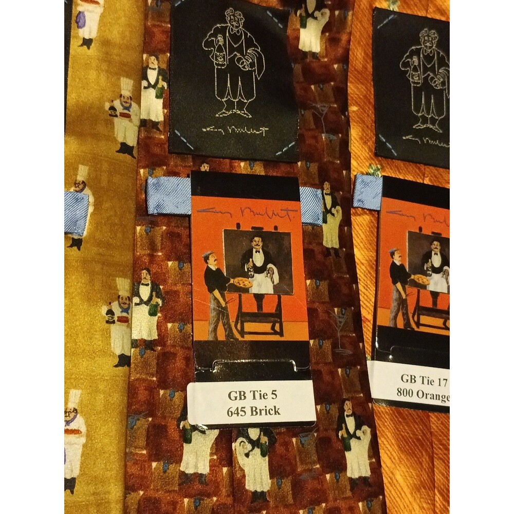 Guy Buffet Collection Wine and martini Tasting Vtg Silk Neck Tie Lot Of 3